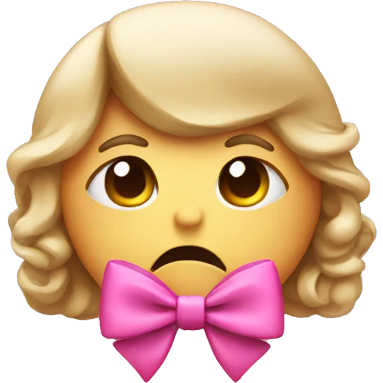 annoyed emoji with pink bow emoji