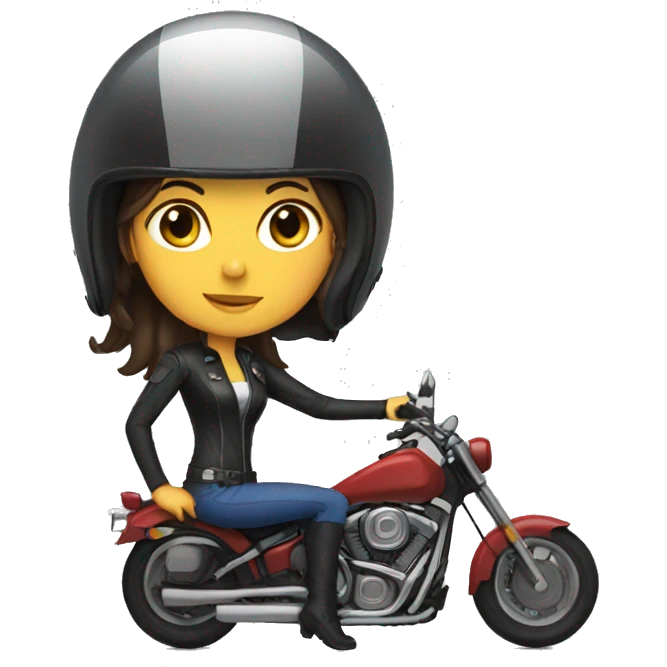 brunette girl with a motorcycle helmet emoji