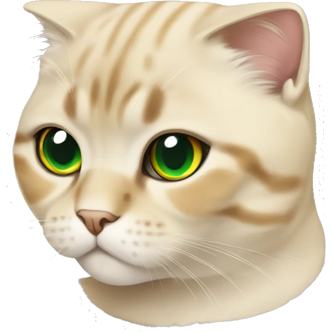 Scottish fold cat with green eyes and golden color emoji