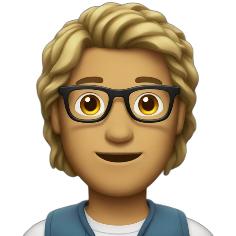 guy with glasses and curtain hairstyle emoji