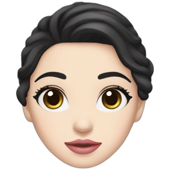 Beautiful young woman,Black hair,long hair,White skin,oval face,big eyes,Blackeyes,Pink lips,Chinese emoji
