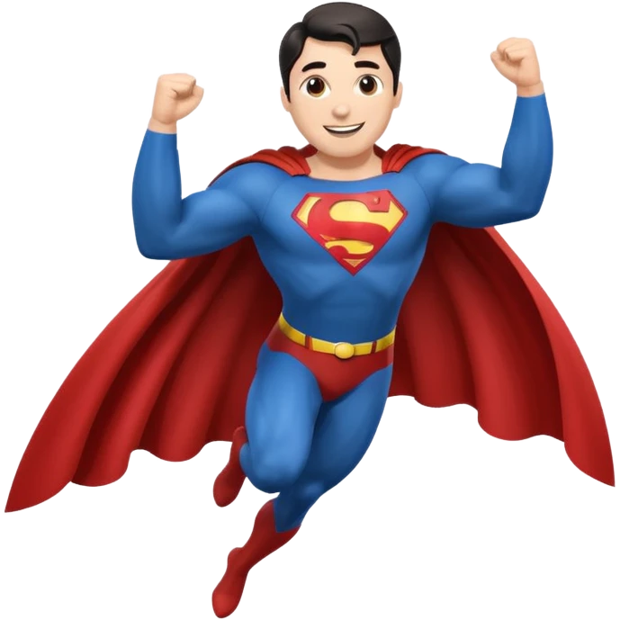 David Corenswet as Superman, flying pose, cape flowing, cheerful expression, apple emoji style emoji