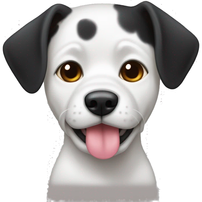 Un emoji de una perrita negra pequinés con el pecho blanco y un lazo rosita en la oreja  emoji