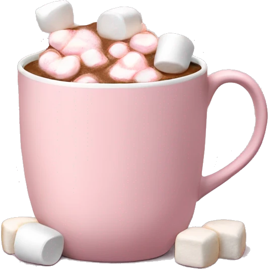 Light Pink mug of hot chocolate with marshmallows  emoji