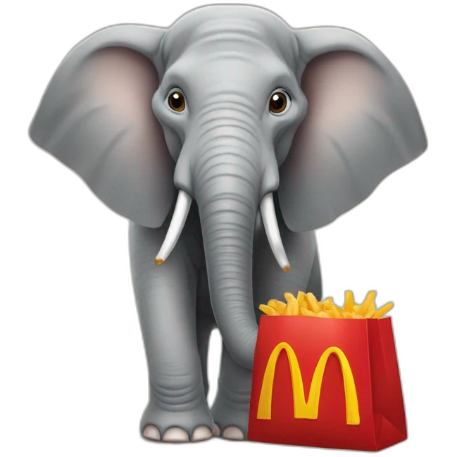 Elephant with a McDonald's bag emoji