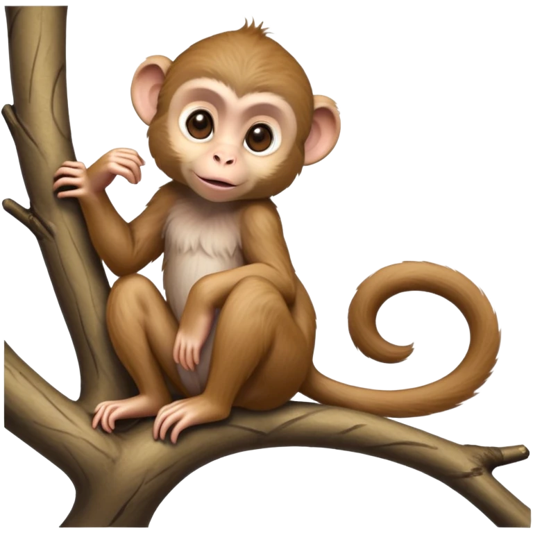 cinematic-cute Macaques-realistic-full-body-sitting-emoji,-slim-agile-frame-poised-on-a-branch,-long-tail-curled-slightly,-head-tilted-dramatically,-warm-brown-fur-soft-and-fluffy,-bright-playful-eyes-exuding-mischief,-simplified-yet-realistic-focused-features,-highly-detailed,-glowing-with-an-almost-sarcastic-glow emoji