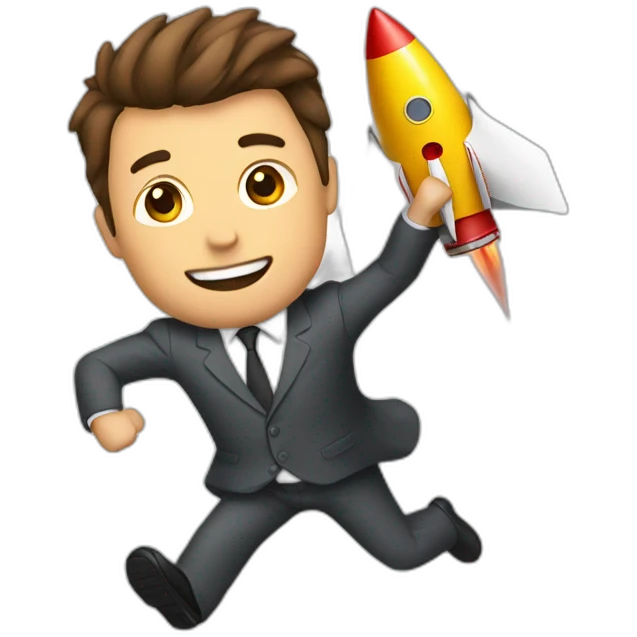 suit man flying rocket emoji