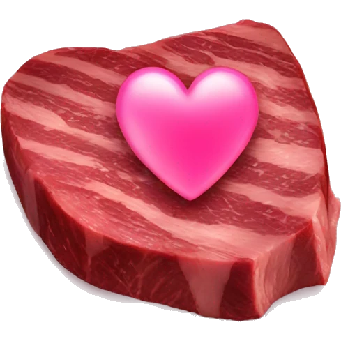 steak with a pink heart emoji