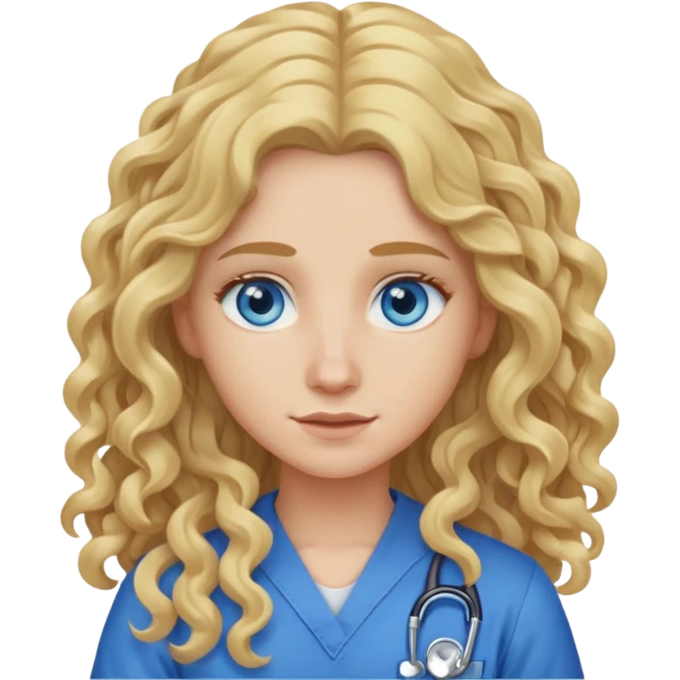 AEMT long curly blonde hair and blue eyes emoji