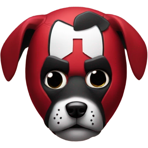 one Deadpool  dog Face with a Deadpool mask emoji