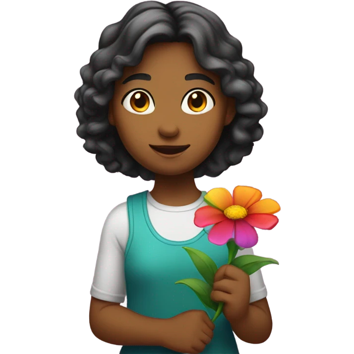 girl with flower emoji