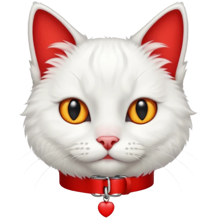 white cat with red necklaced emoji