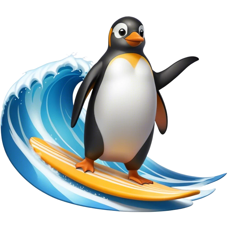 penguin big z from surf's up, big wave surfing emoji