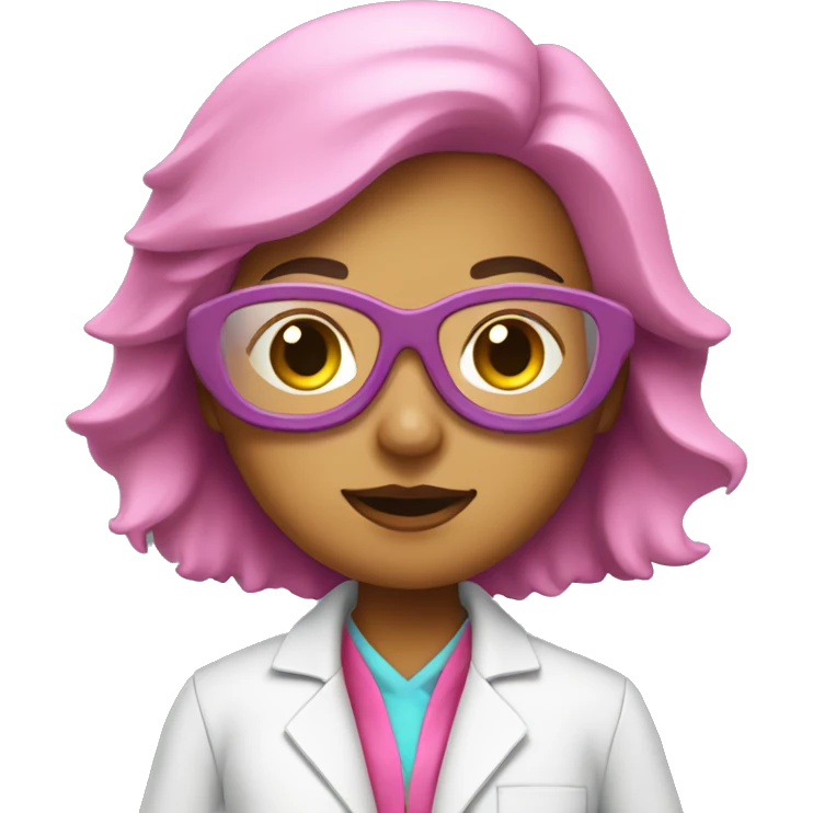 female scientist wearing pink lab coat and goggles emoji