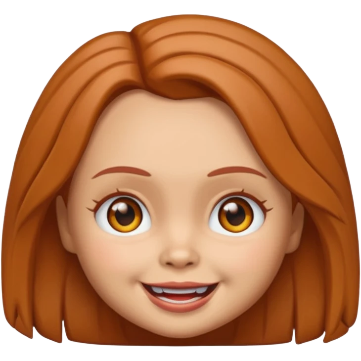 Un emoji de Chukky versión mujer ojos marrones piel latina emoji