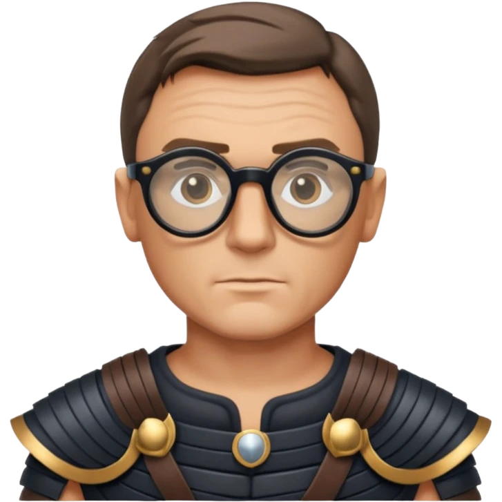 James Bond, wearing gladiator cloth, big round glassed emoji