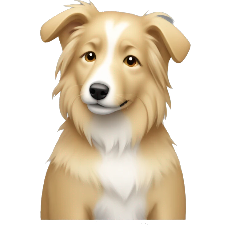 pale girl blonde masculine short hair, hugging a light shetland sheepdog emoji