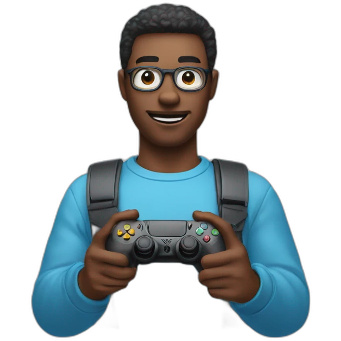Un homme basané qui a une manette de ps5 entre les mains emoji
