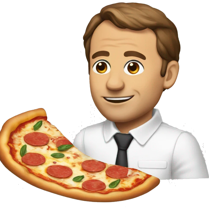 Macron mange pizza emoji