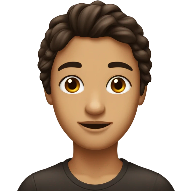 brune avec cheveux marrons foncés et yeux marron foncé et sourcils noirs cheveuc mi-lngs emoji