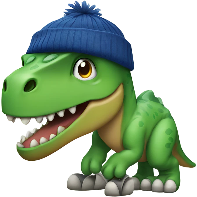 dinosaur wearing shoes and a beanie emoji
