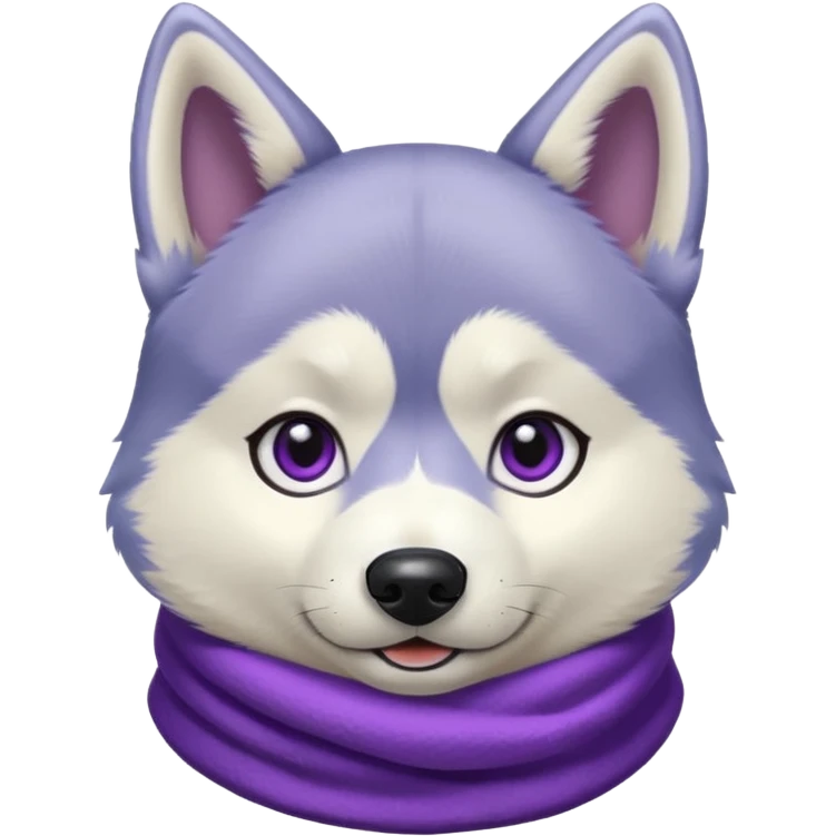 a husky with a purple scarf with a blue shirt emoji