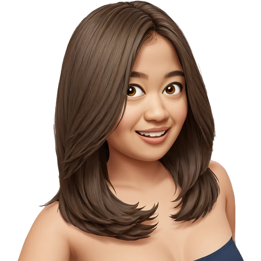 smiling girl indoors with brown hair emoji