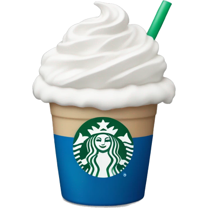 Blue white Starbucks drink with whip cream  emoji
