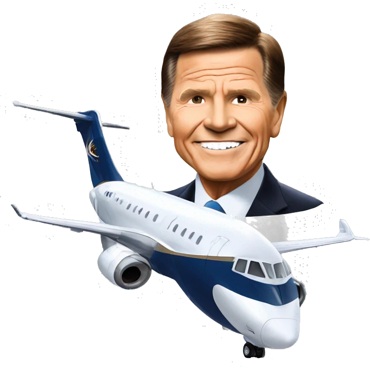 Kenneth Copeland in front of a jet emoji