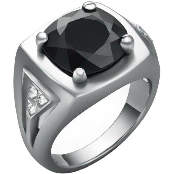 Black Diamond silver ring emoji