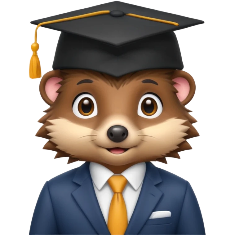 A hedgehog student dressed in a suit and wearing a square academic cap. emoji