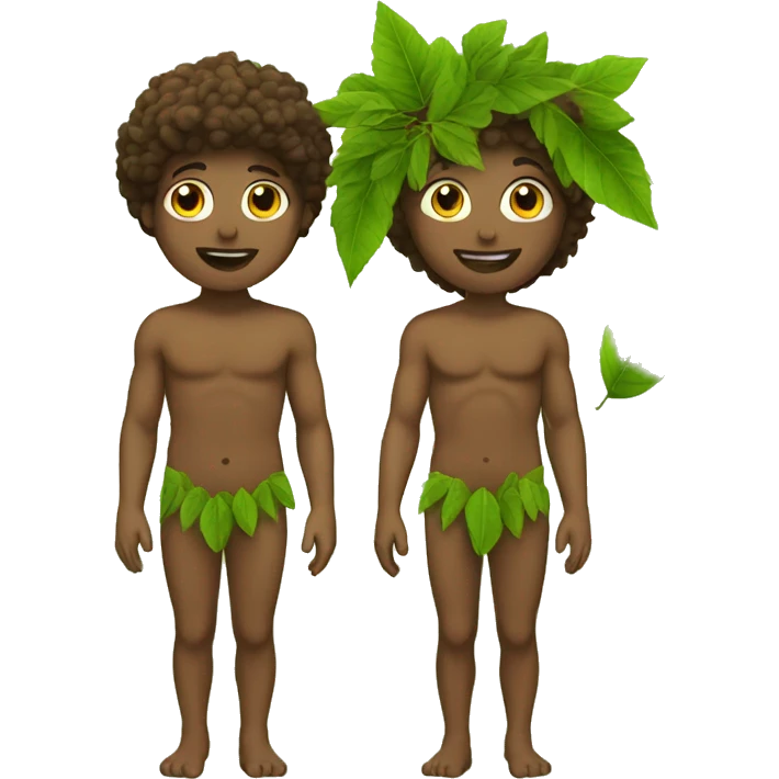 Adam and Eve with leaves emoji