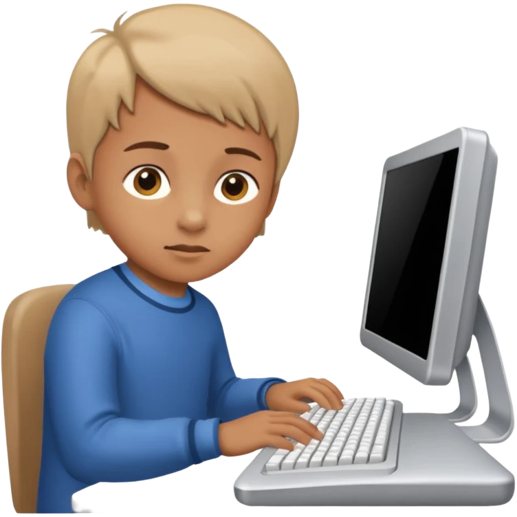 a child programs on a computer emoji