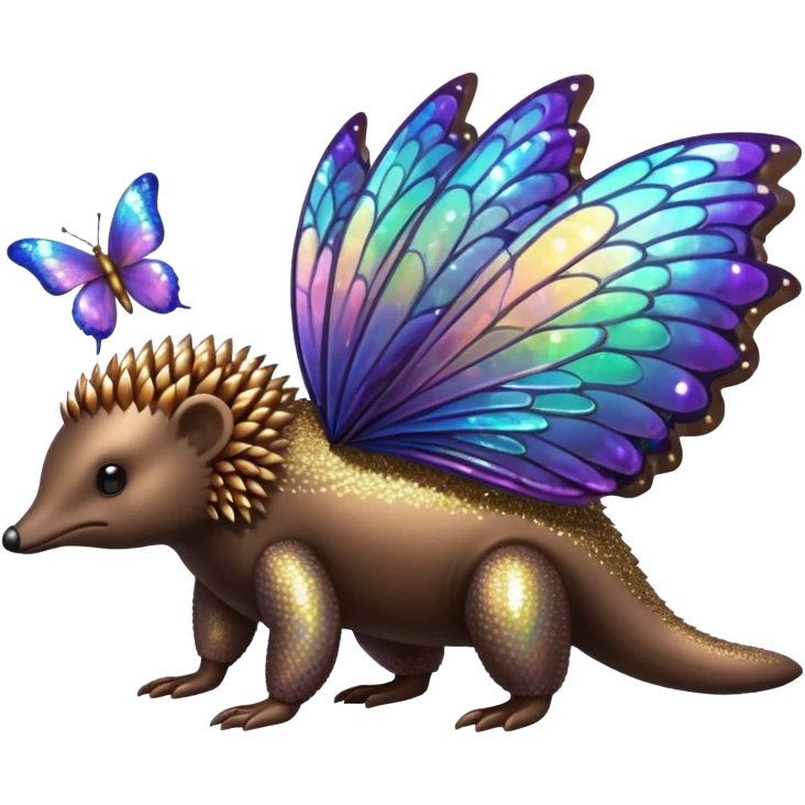 echidna with butterfly wings and sparkle emoji