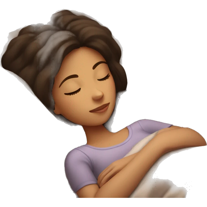 brunette girl sleeping cozy emoji