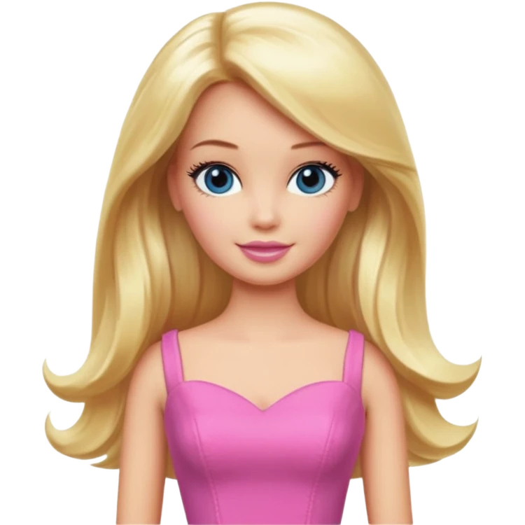 barbie, long blonde hair, pink dress emoji