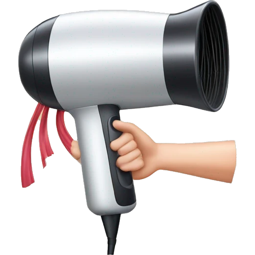 red hair dryer in hand emoji