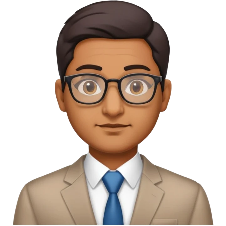 Indian finance bro with glasses, business attire, confident expression emoji