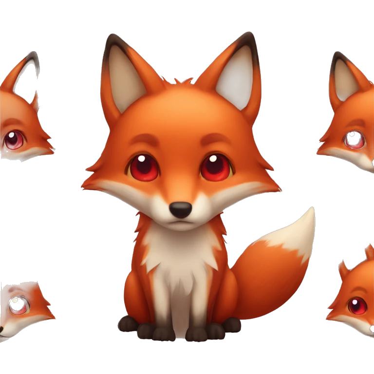 deep lush red fox face with tiny red heart instead of eyes emoji