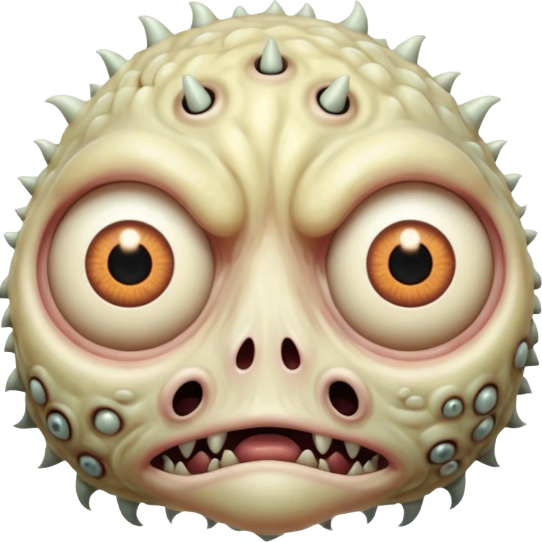 large skin surface with dozens of eyes creepy moster emoji
