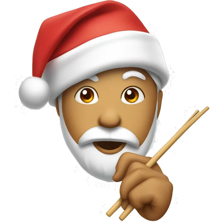 Peniel is wearing Santa hat and chopsticks emoji