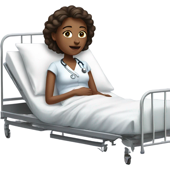 Realistic women in hospital bed emoji