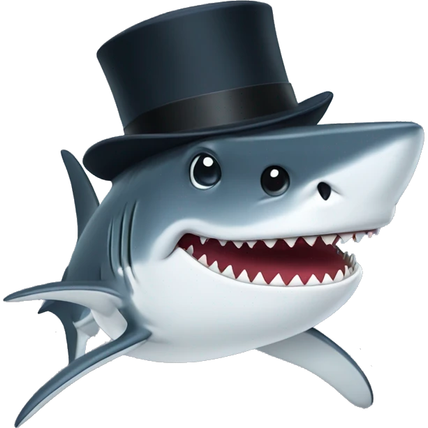shark with tophat emoji