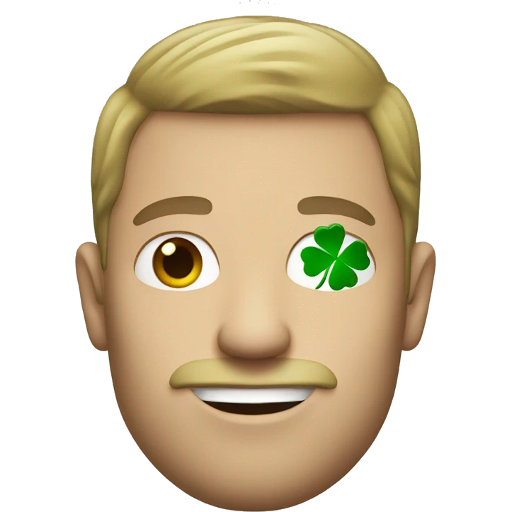 white man with four leaf clover emoji