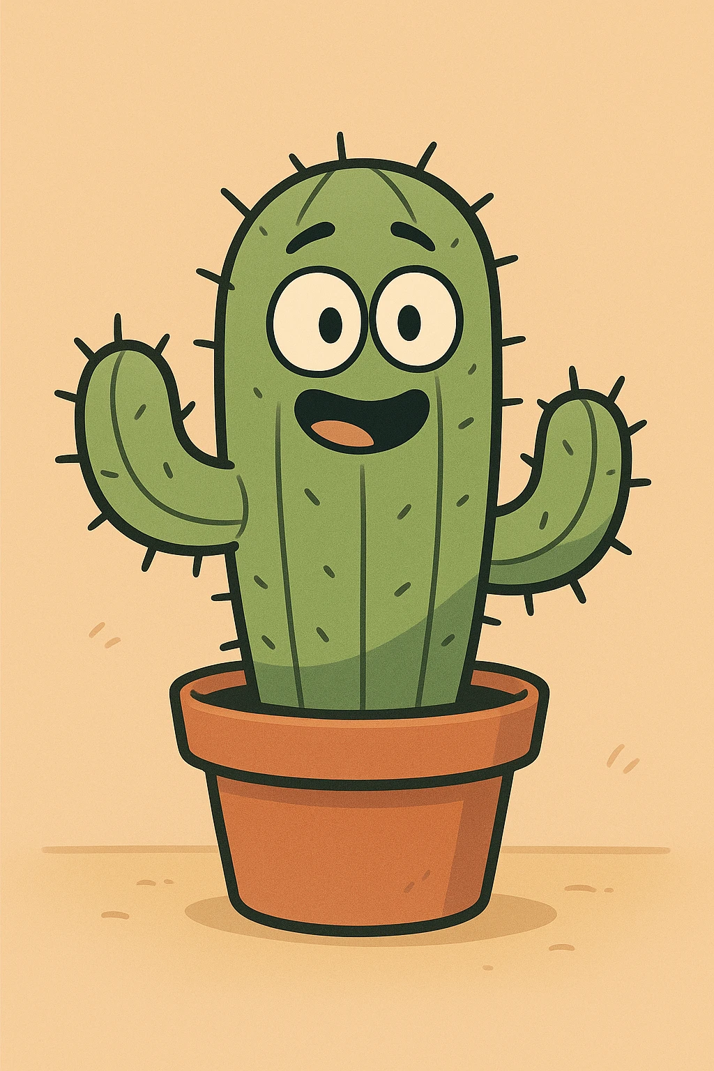 cartoon style cactus, simple and friendly emoji