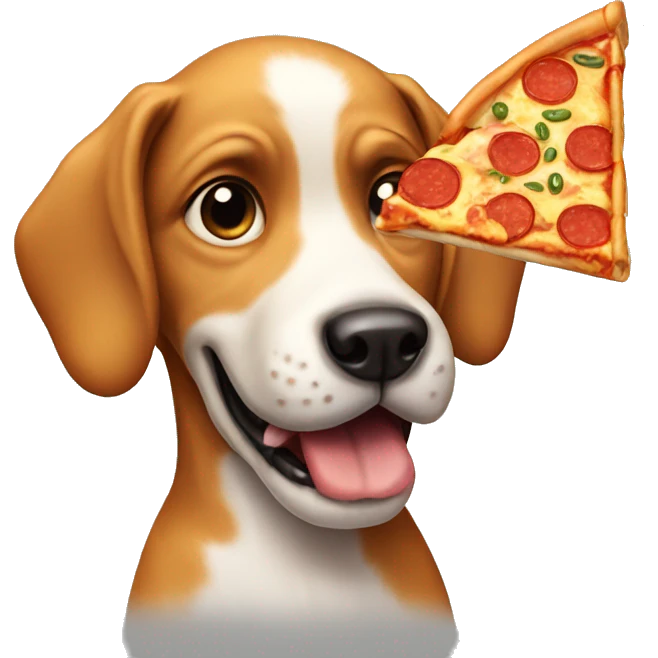 Dog eating pizza emoji