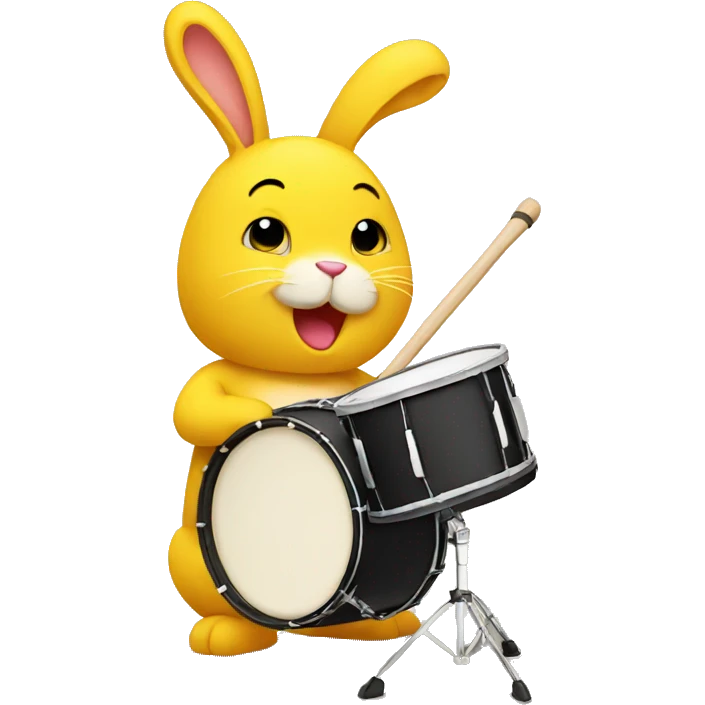 yellow bunny with a drum emoji