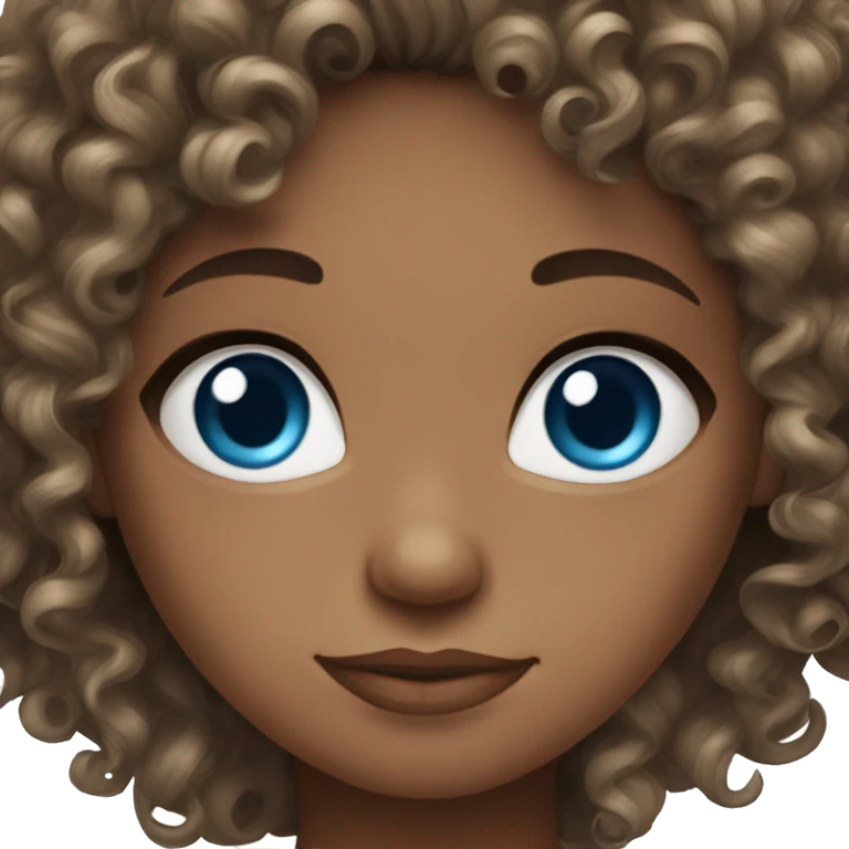 Blue-eyed curly brunette with long hair emoji