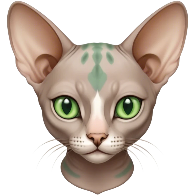 Sphinx cat green eyes, gray spot on head emoji