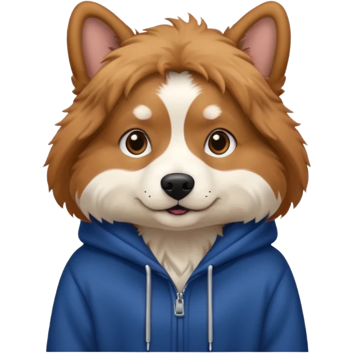 Dog wearing a dark blue hoodie emoji